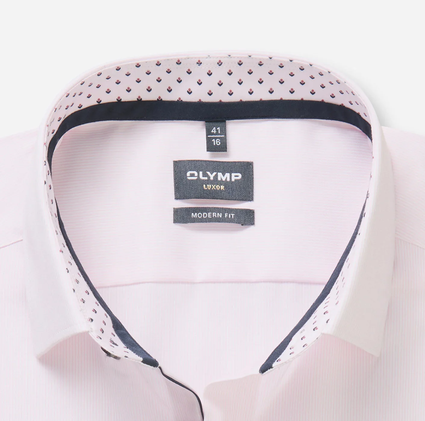 Olymp kauluspaidat Luxor Modern Fit Striped Contrast Print, raidallinen pinkki - Image 3