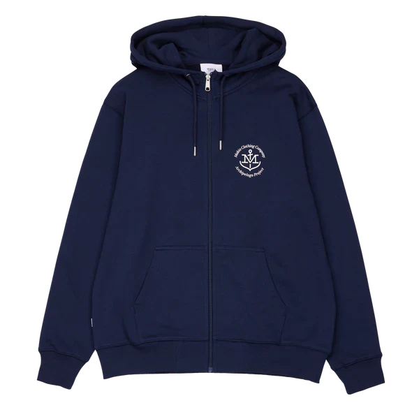 Makia unisex huppari, A-PROJECT HOODED ZIP SWEATSHIRT Tummansininen