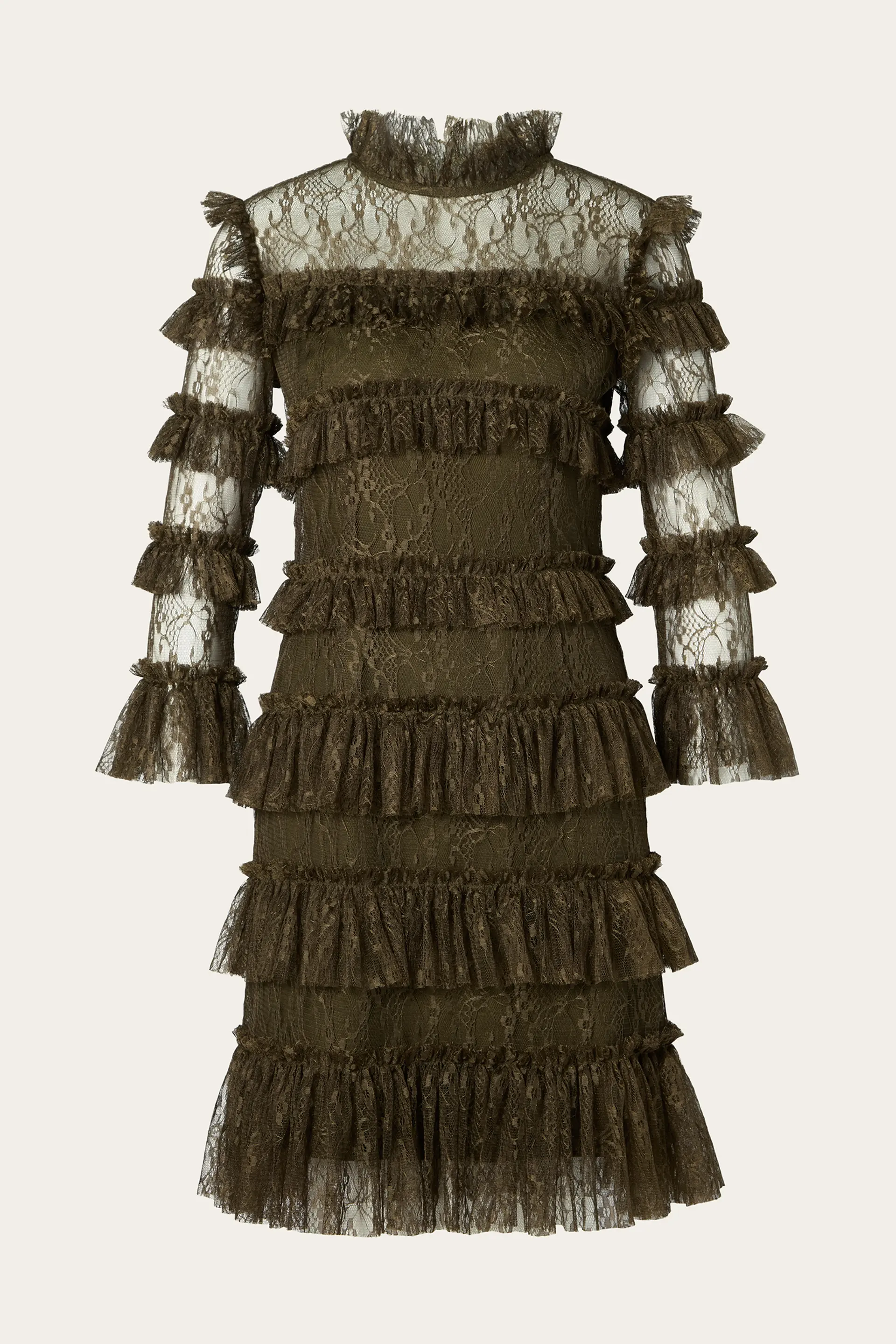 Malina naisten mekko, CARMINE FRILL LACE MINI DRESS Tummanvihreä - Image 2