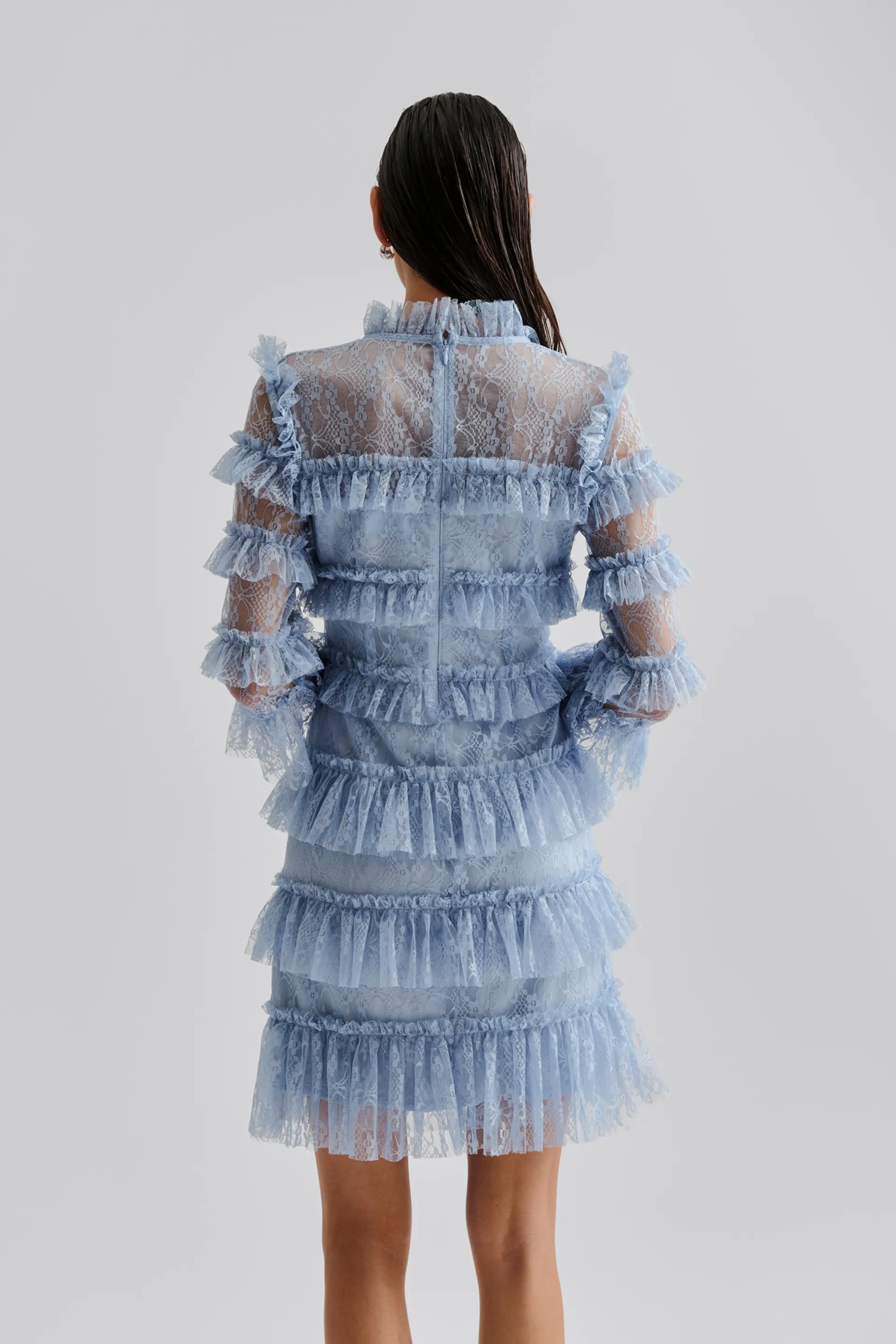 Malina naisten mekko, CARMINE FRILL LACE MINI DRESS Vaaleansininen - Image 2
