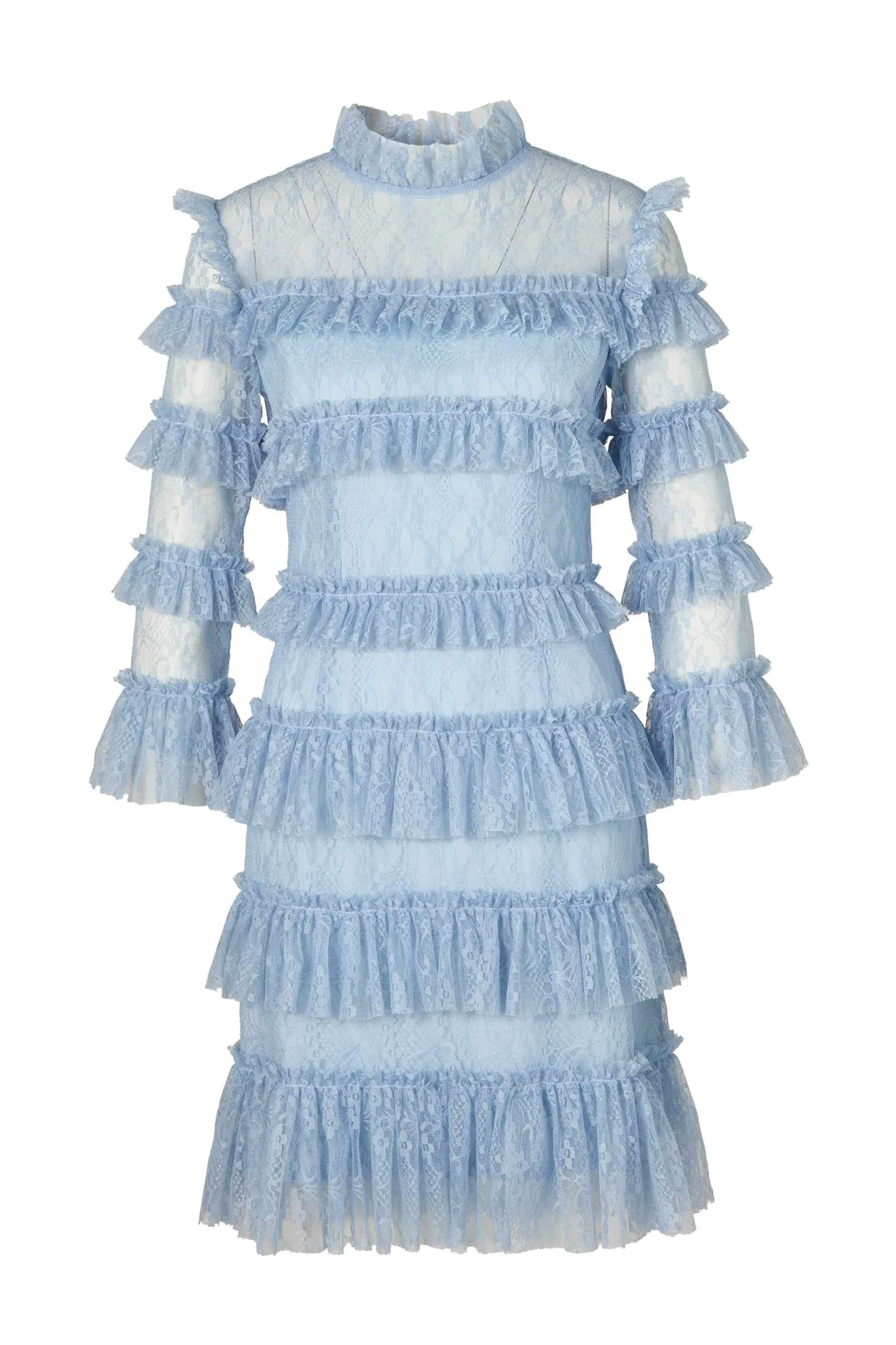 Malina naisten mekko, CARMINE FRILL LACE MINI DRESS Vaaleansininen - Image 3