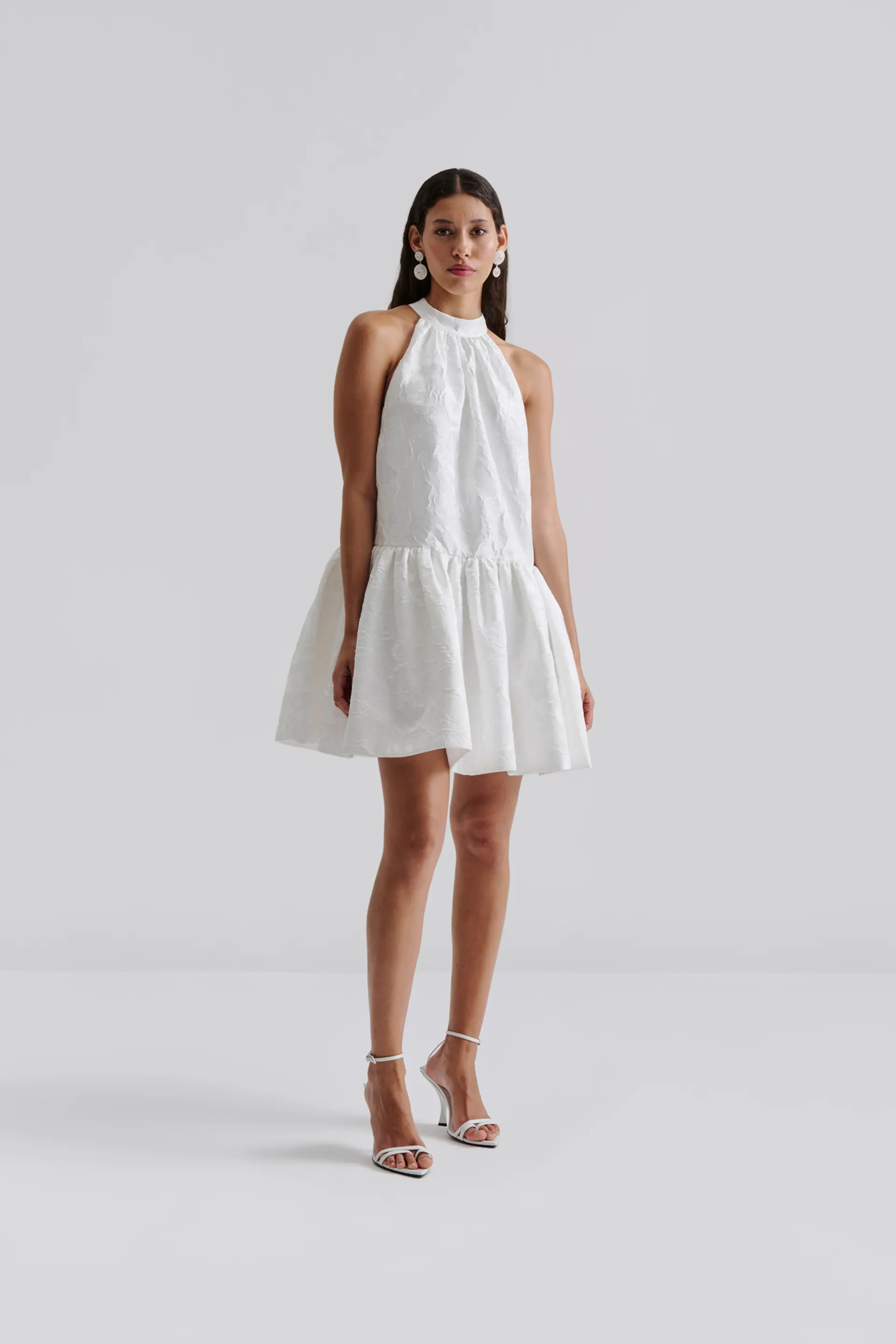 Malina naisten mekko, FLORA HALTERNECK MINI DRESS Valkoinen