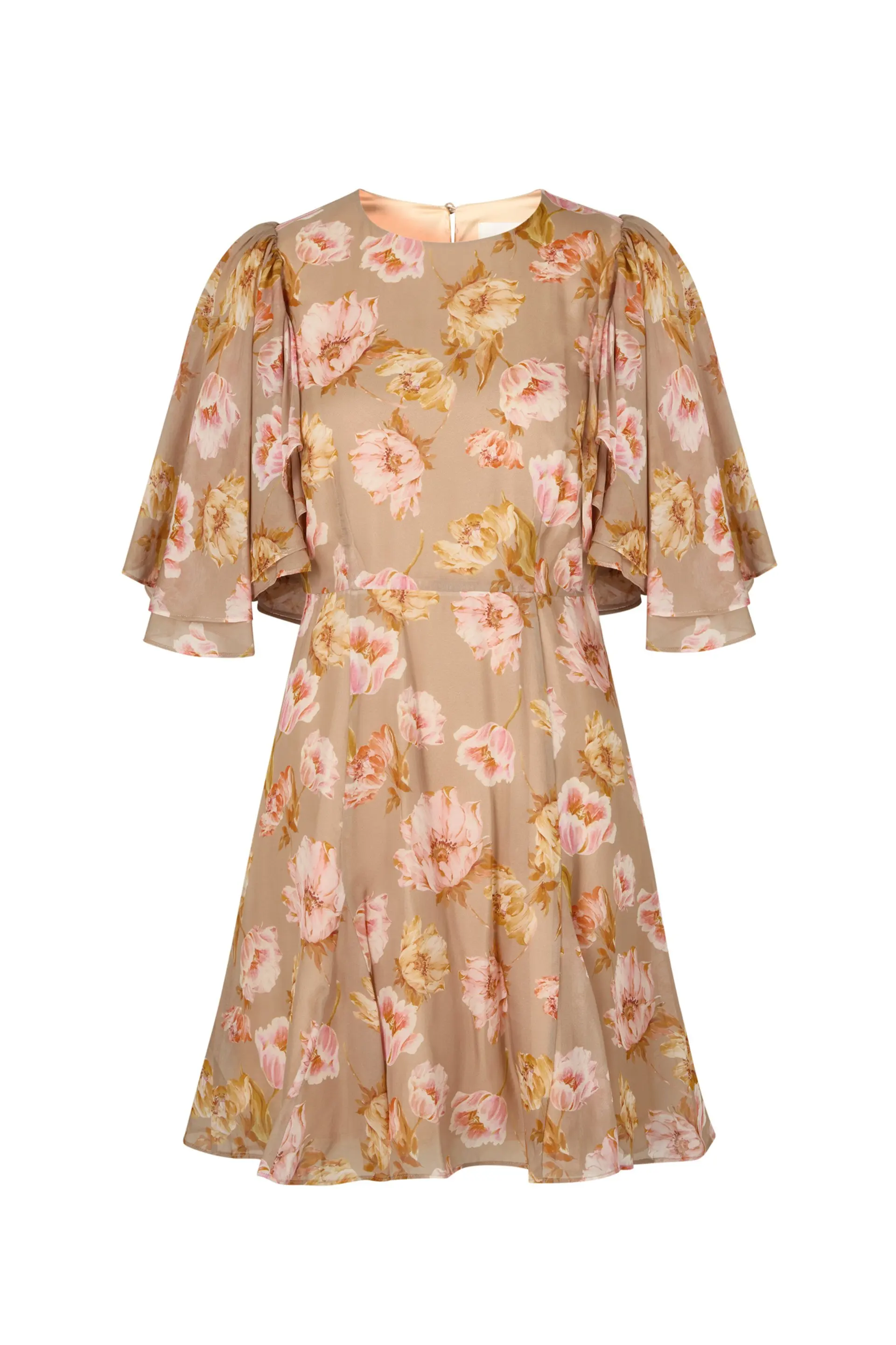 Malina naisten mekko, IDA SILK BLEND FRILL SLEEVE MINI DRESS Monivärinen Kuosi - Image 2