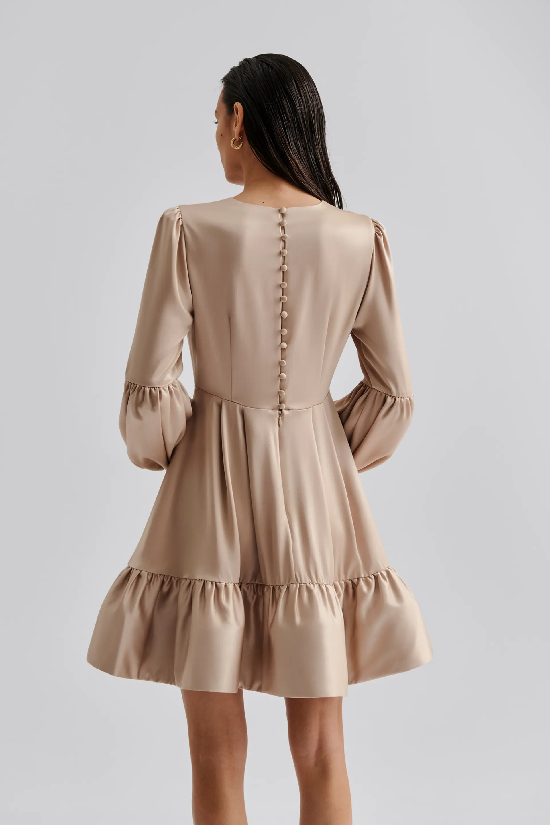Malina naisten mekko, JASMINE RUFFLED MINI DRESS Beige - Image 2