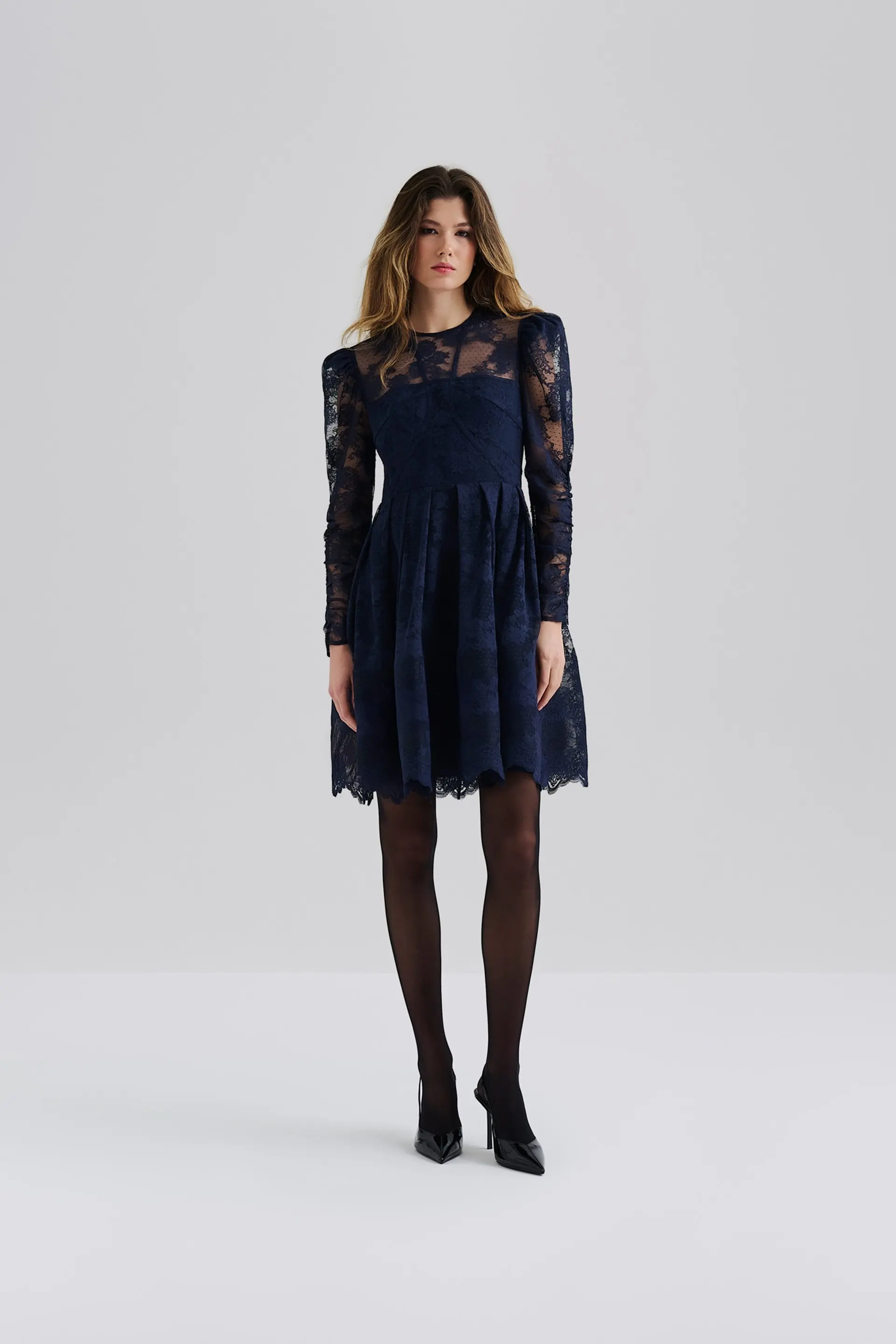 Malina naisten mekko, LEONI LACE MINI DRESS Tummansininen