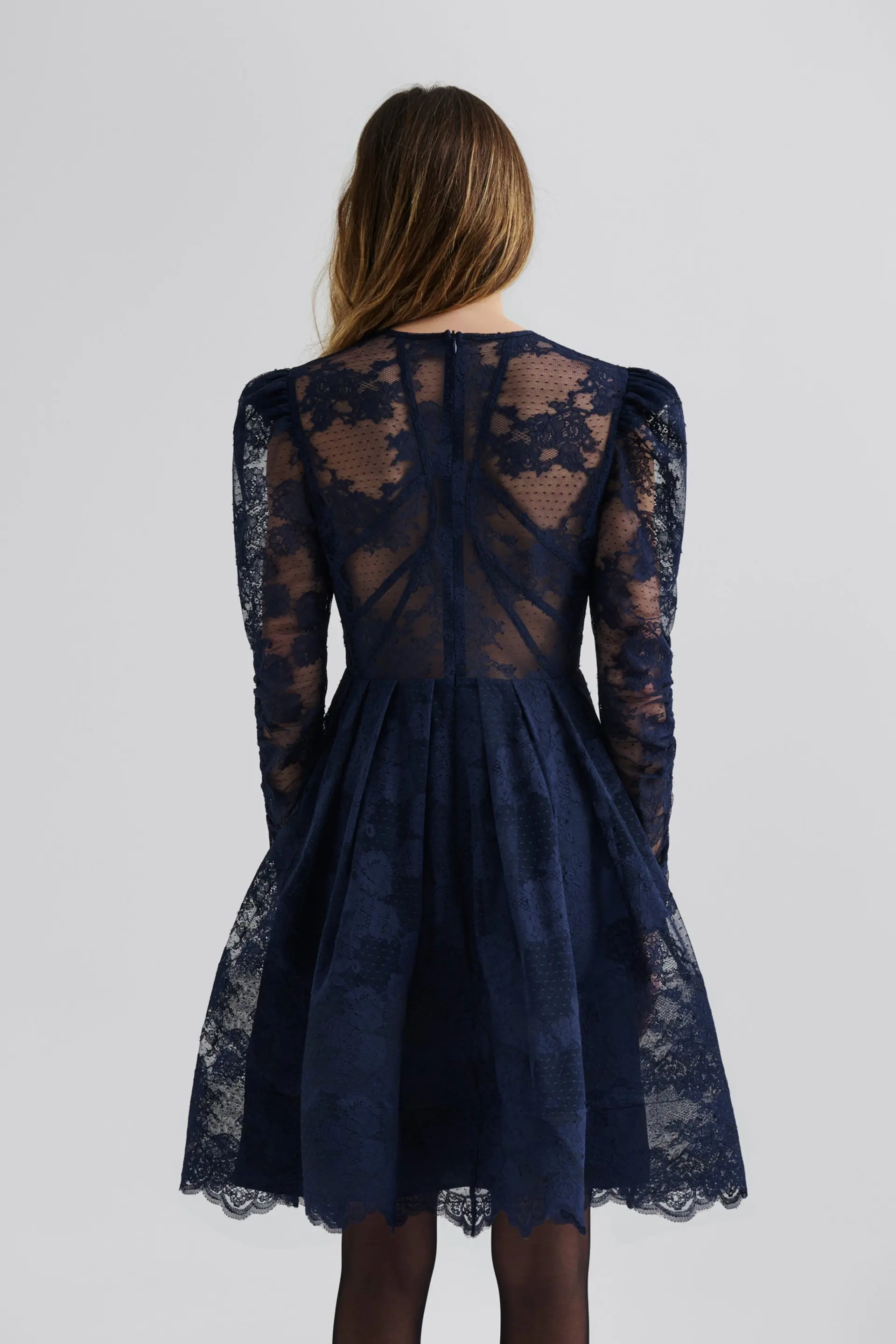 Malina naisten mekko, LEONI LACE MINI DRESS Tummansininen - Image 3