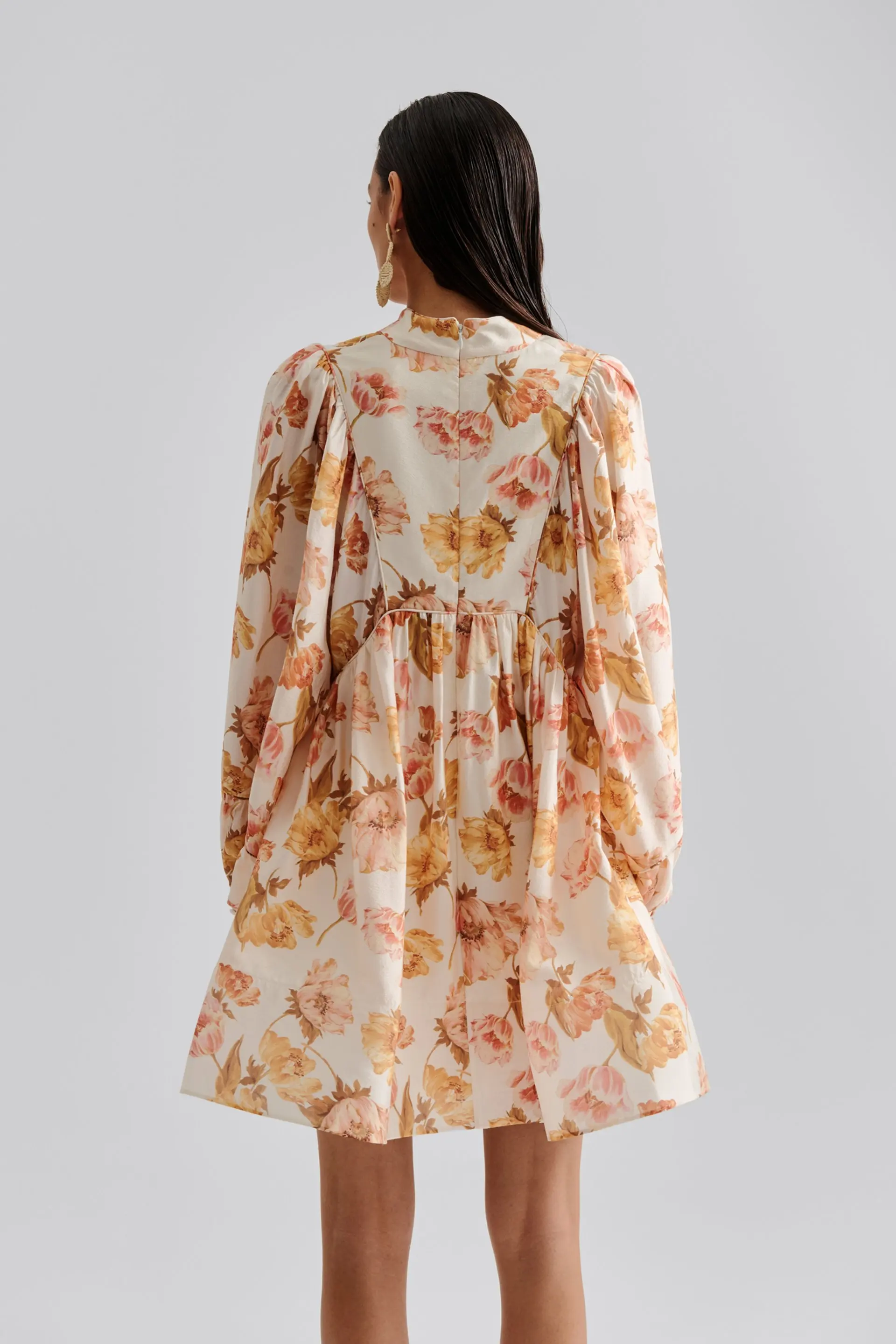 Malina naisten mekko, TYRA HIGH NECK BALLOON SLEEVE MINI DRESS Monivärinen Kuosi - Image 2