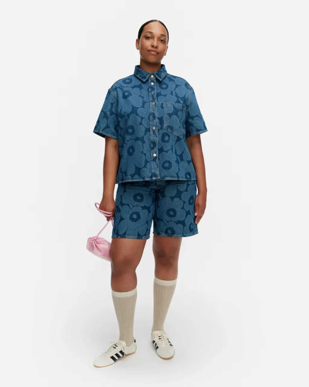 Marimekko naisten farkkupaita Maridenim Kuvata Unikko, sininen kuosi - Image 5
