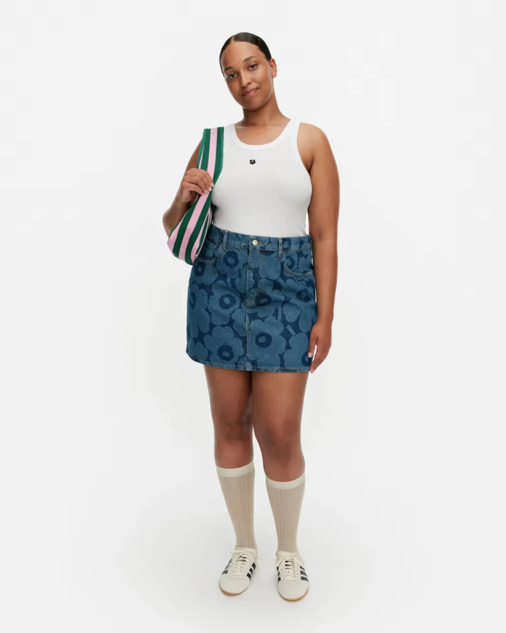 Marimekko farkkuhame Maridenim Ruudut Unikko, sininen kuosi