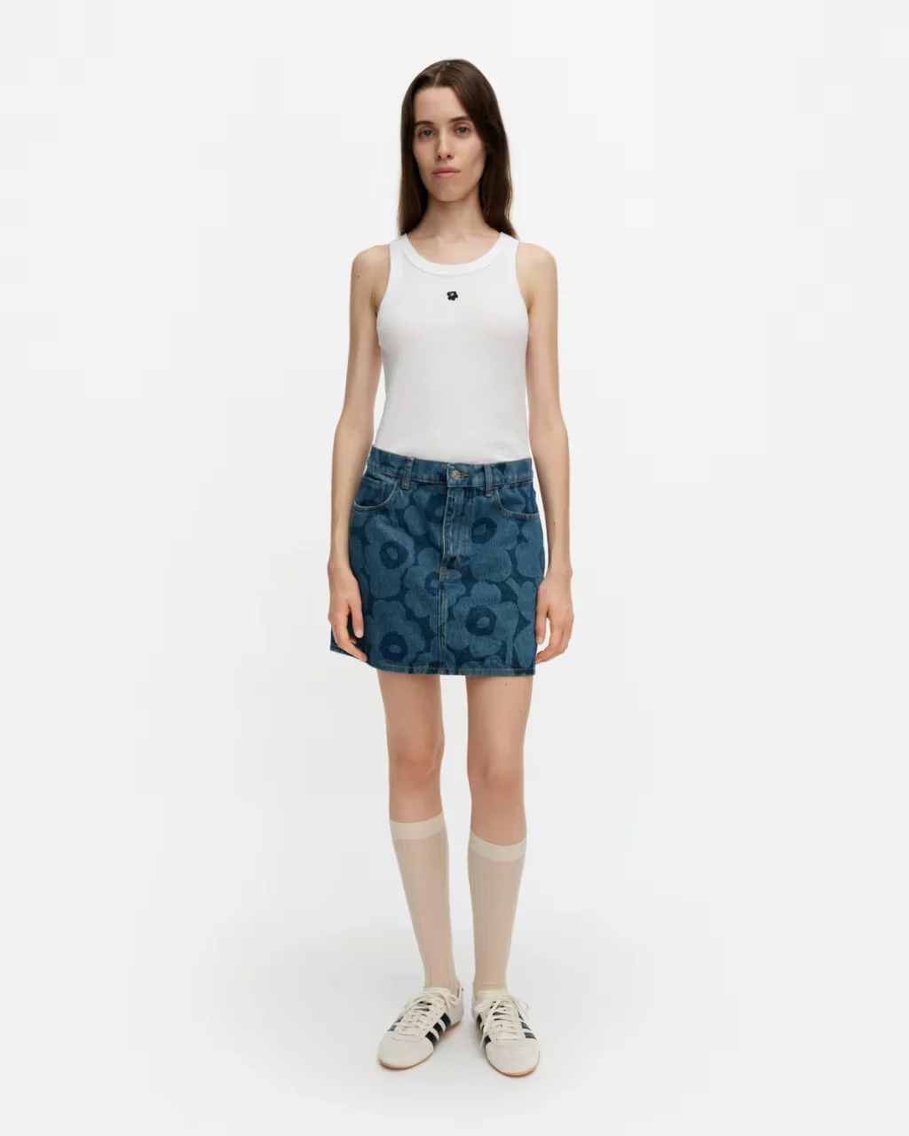 Marimekko farkkuhame Maridenim Ruudut Unikko, sininen kuosi - Image 6