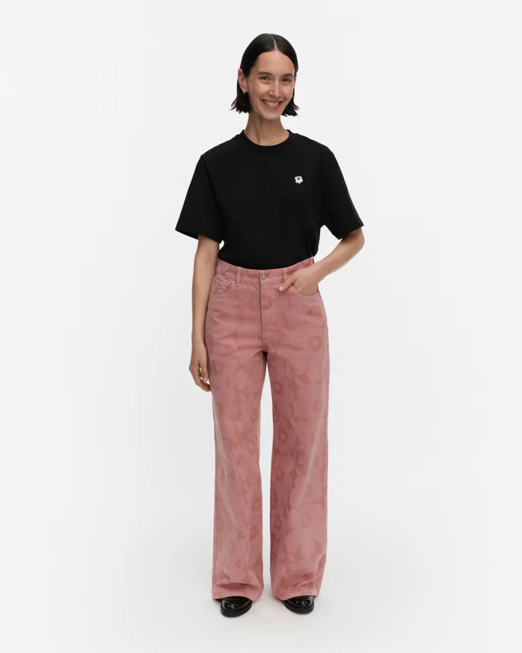 Marimekko naisten farkut Maridenim Wide Unikko Farkut, vaaleanpunainen