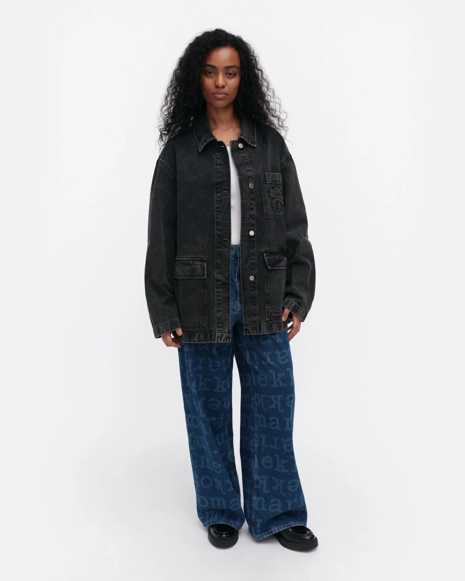 Marimekko naisten farkkutakki Maridenim Poweri Unikko, musta