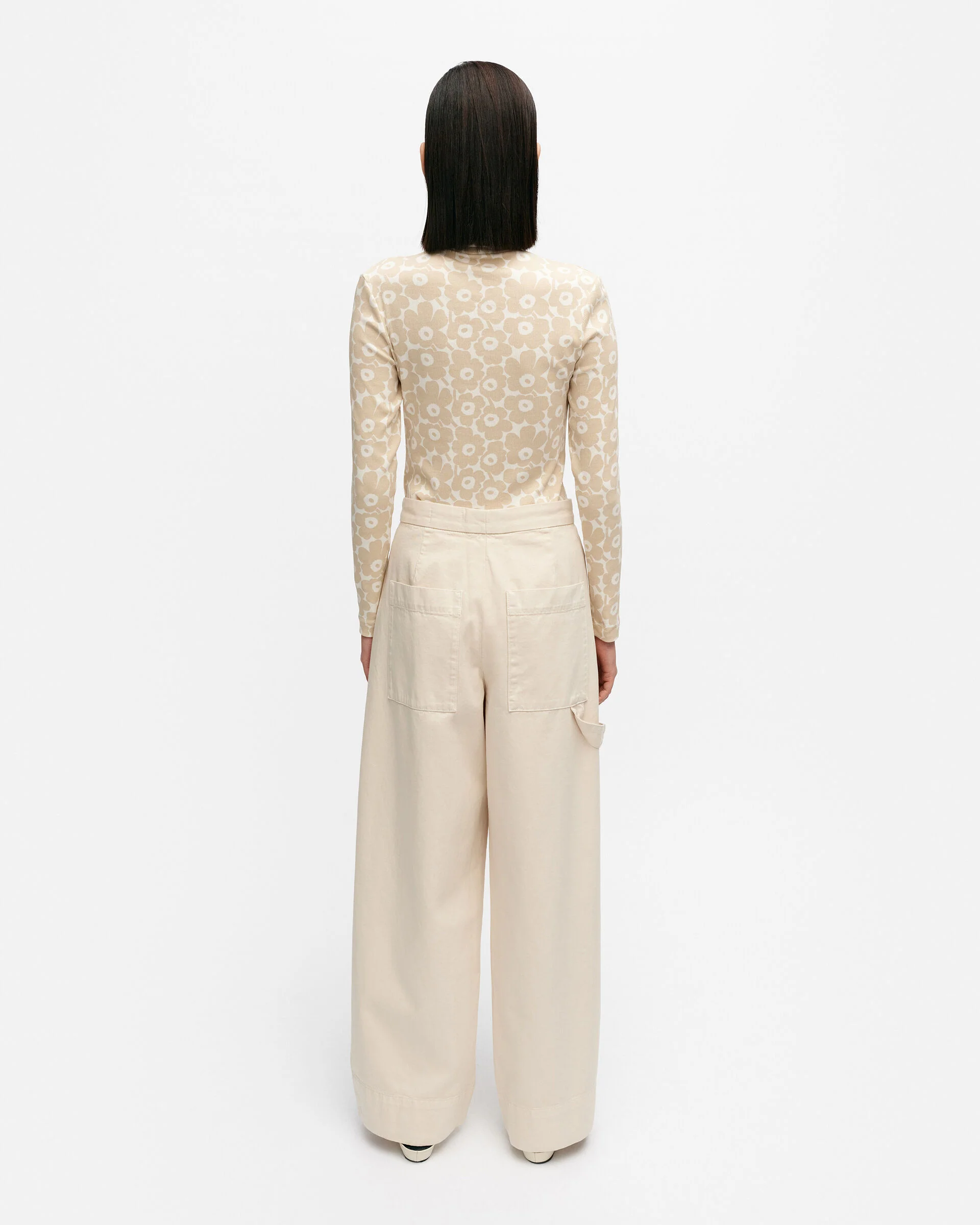 Marimekko naisten housut, Funktio Solid puuvillahousut Beige - Image 2