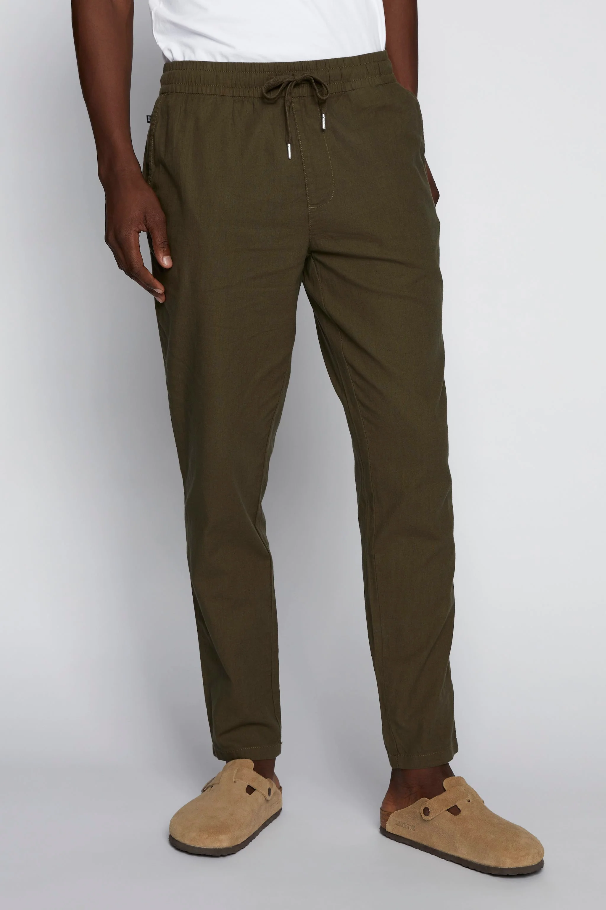 MATINIQUE housut, BARTON PANT LINEN COTTON Olive Night