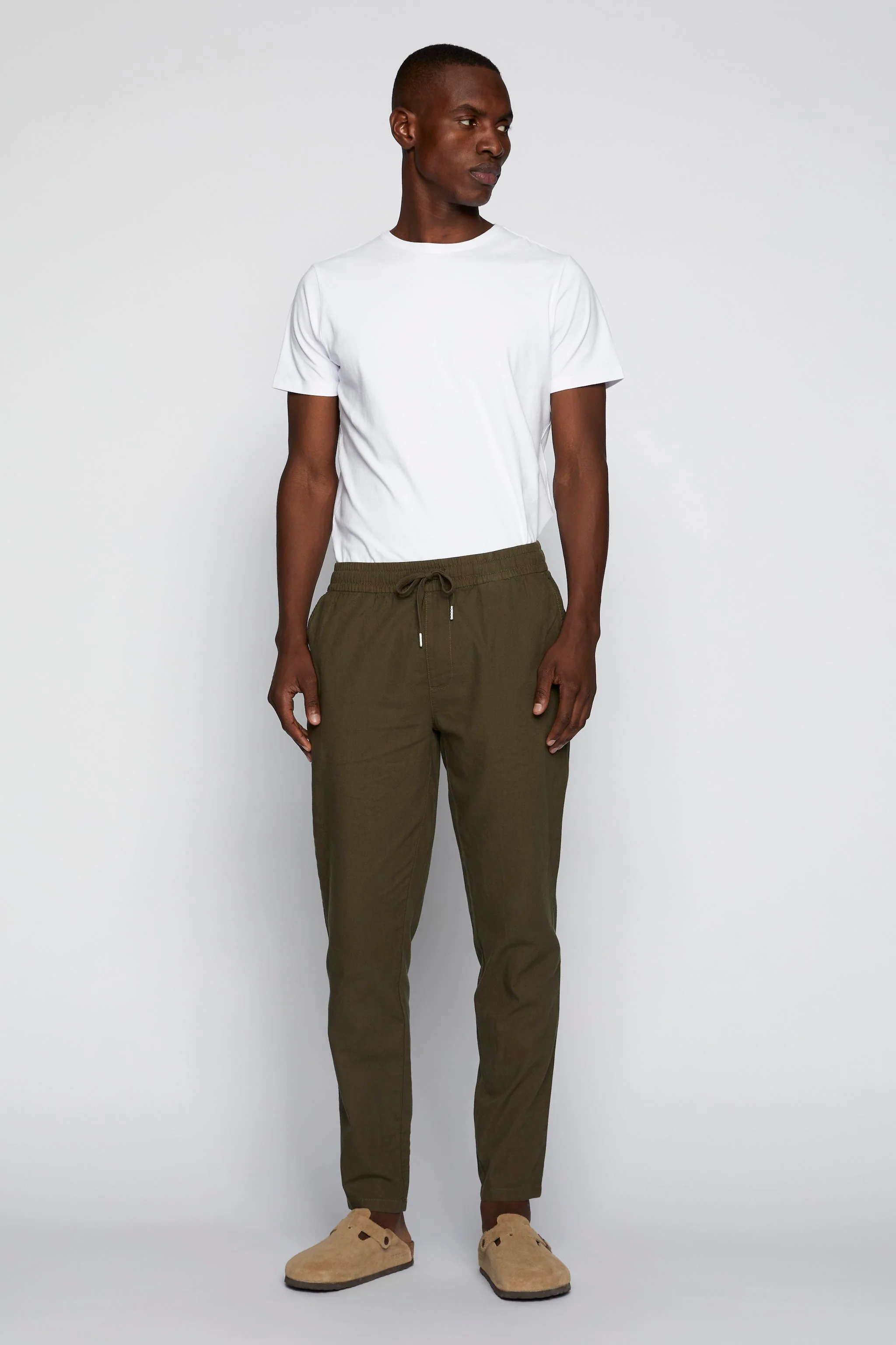 MATINIQUE housut, BARTON PANT LINEN COTTON Olive Night - Image 4