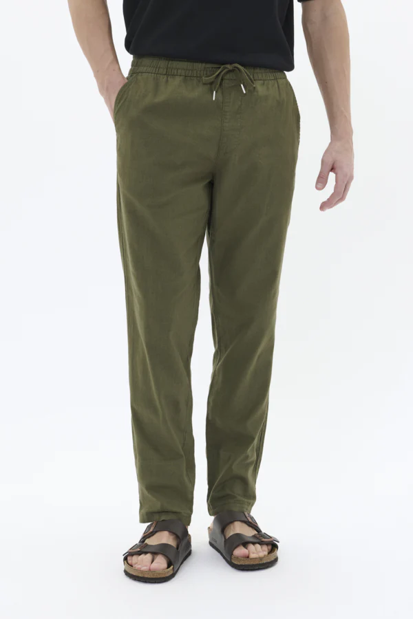 MATINIQUE housut, BARTON PANT LINEN COTTON Olive Night - Image 6