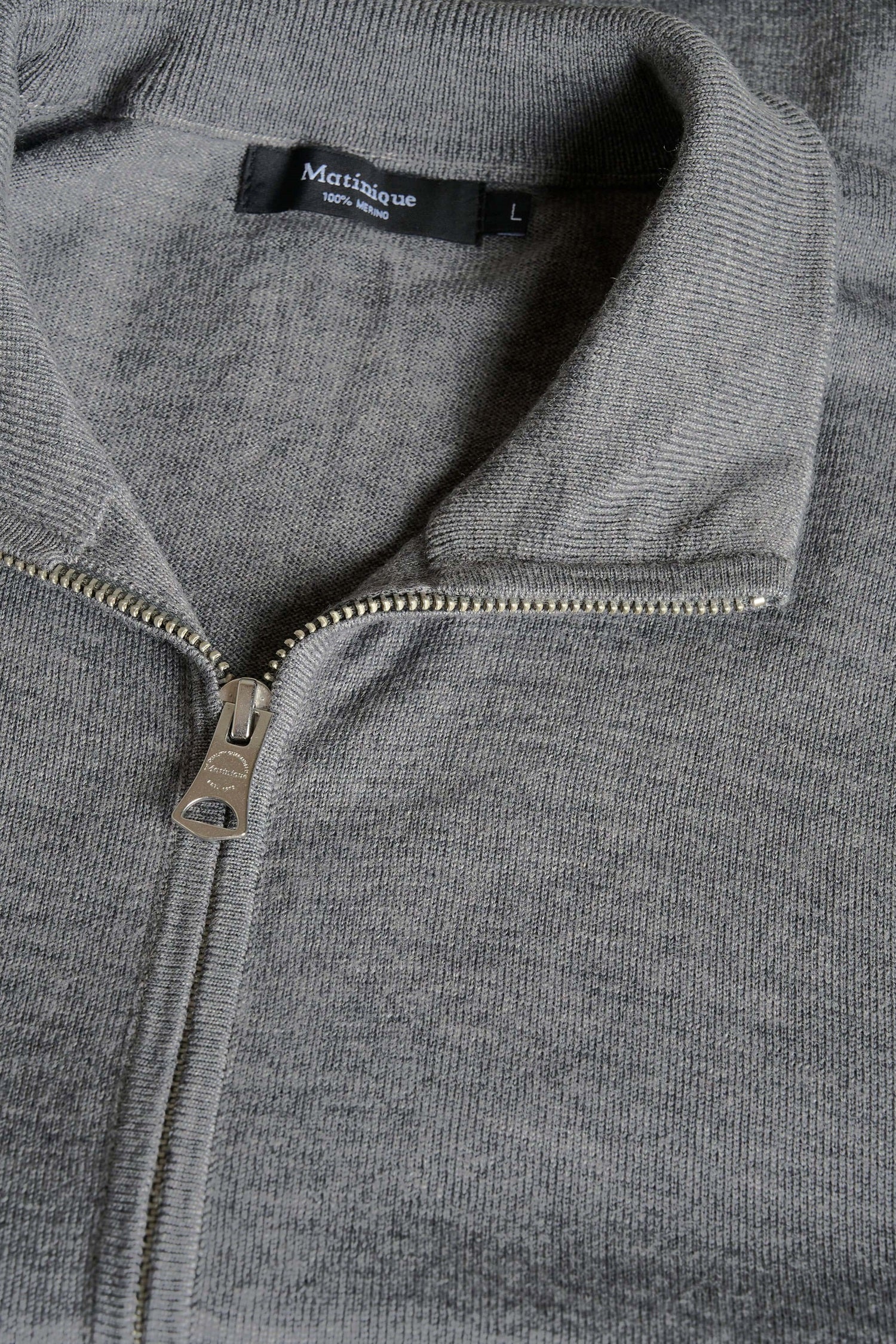 MATINIQUE miesten merinoneuletakki, MASON FULL ZIP Medium Grey Melange - Image 2