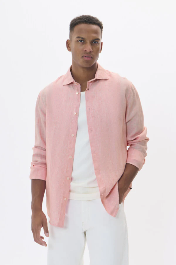 MATINIQUE Miesten Pellavapaita MARC SHORT LINEN Geranium Pink
