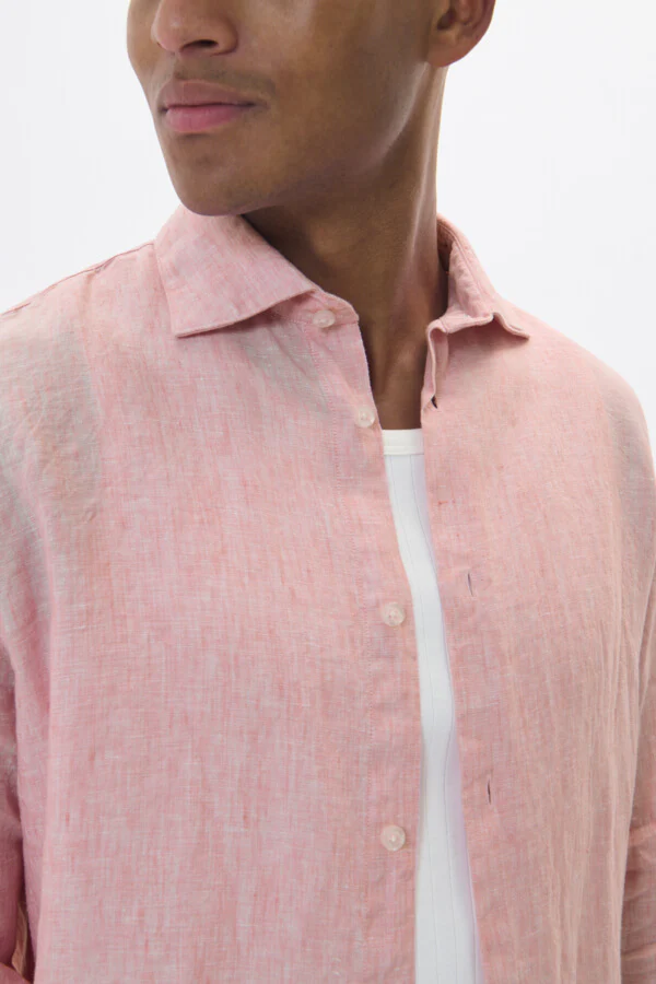 MATINIQUE Miesten Pellavapaita MARC SHORT LINEN Geranium Pink - Image 4