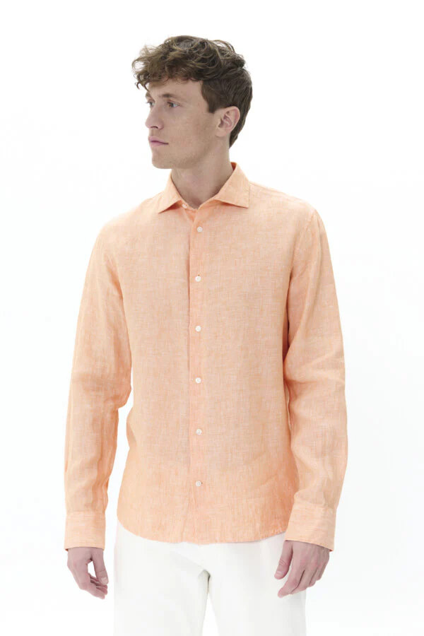 MATINIQUE Miesten Pellavapaita MARC SHORT LINEN Shell Coral - Image 7