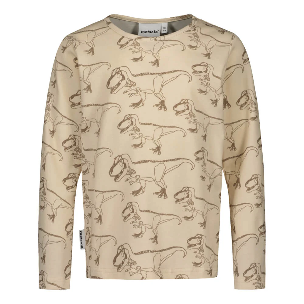 Metsola Lasten Pyjama, SUPER POWER CREAM PYJAMA SET Ruskea Kuosi