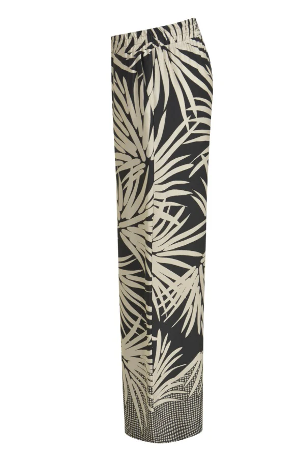 Milano Italy naisten housut, WIDLEG PANTS BLACK PRINT Musta Kuosi - Image 2