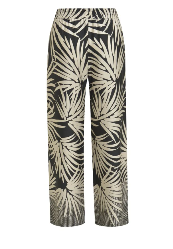 Milano Italy naisten housut, WIDLEG PANTS BLACK PRINT Musta Kuosi - Image 3