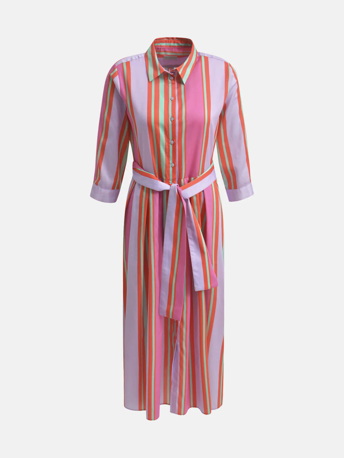 Milano Italy naisten mekko, DRESS 3/4 W BELT Moniväriraita - Image 3