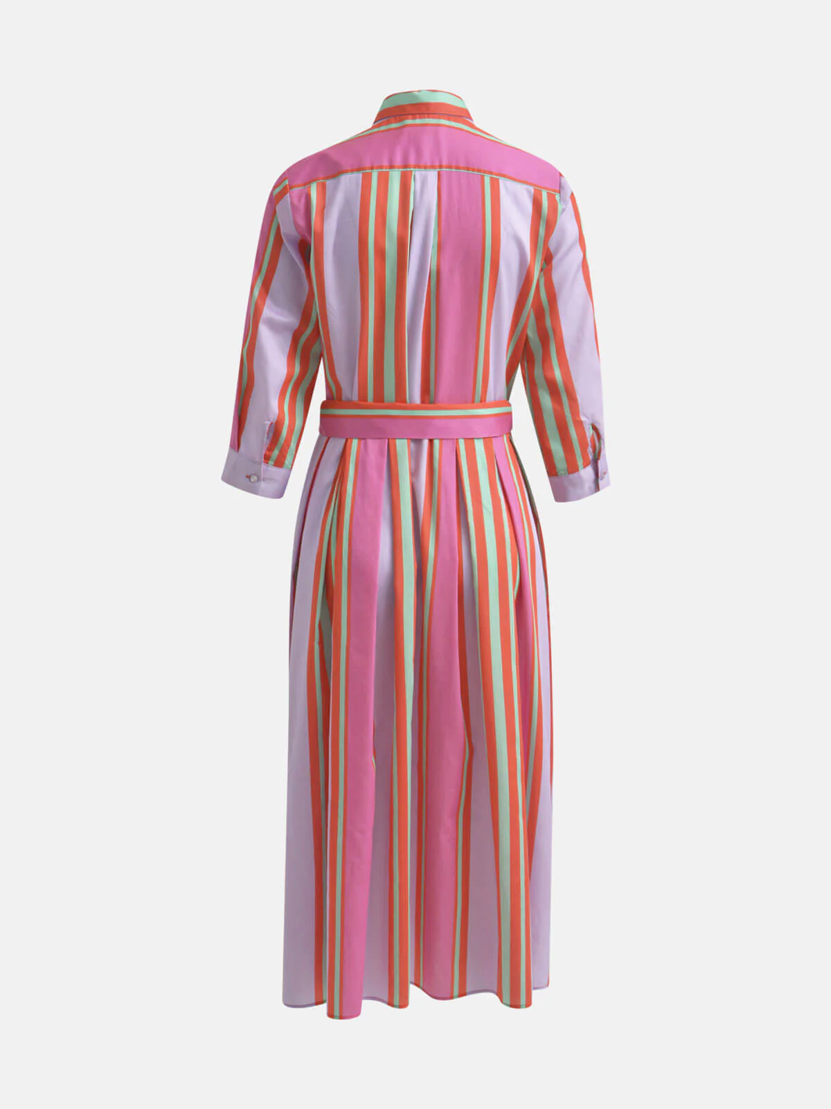 Milano Italy naisten mekko, DRESS 3/4 W BELT Moniväriraita - Image 4