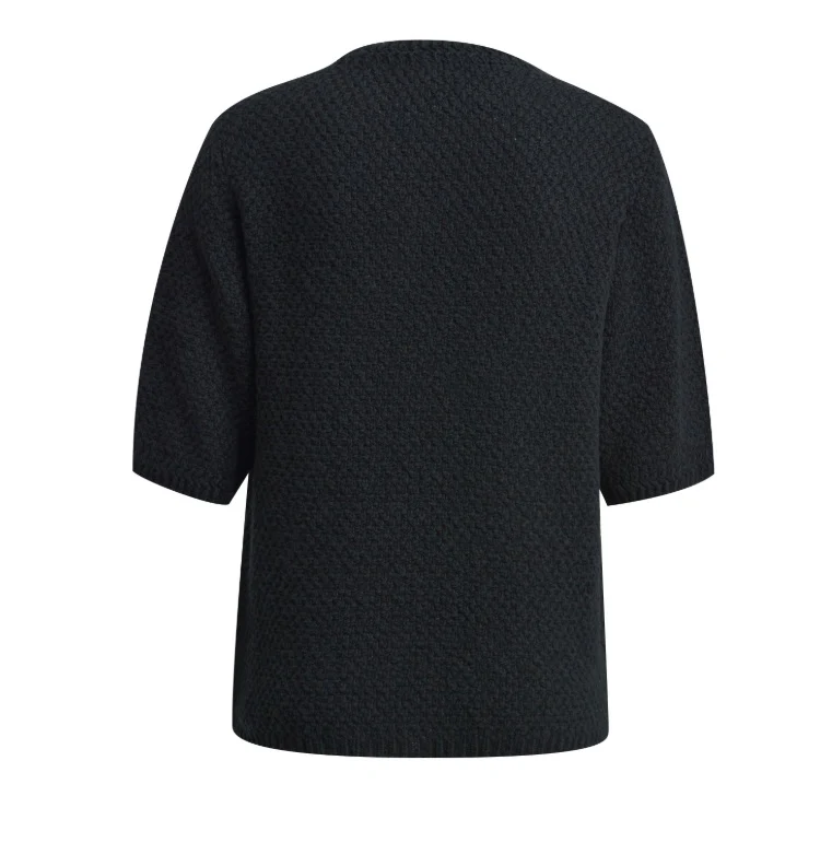 Milano Italy naisten neuletakki, CARDIGAN 1/2 SLEEVE BLACK Musta - Image 2