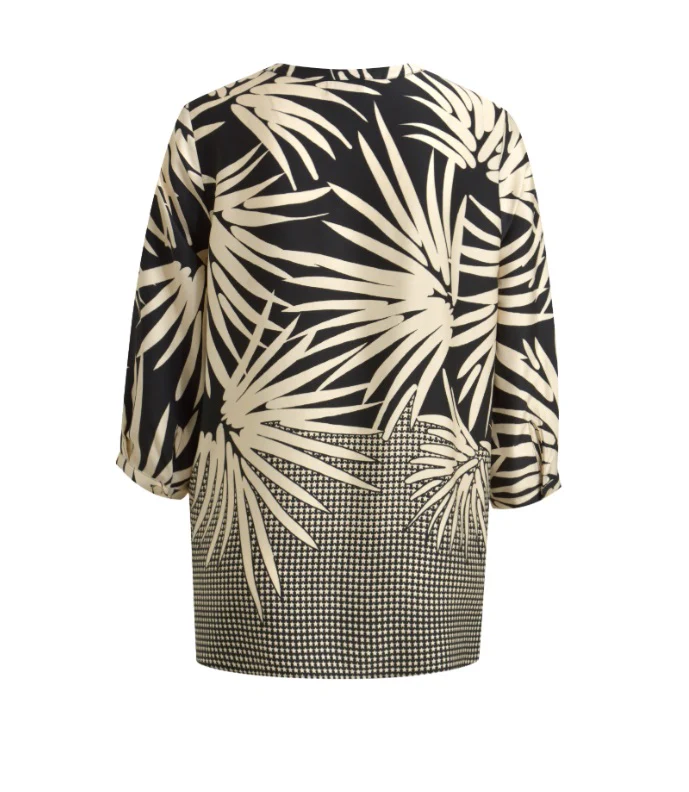 Milano Italy naisten pusero, BLOUSE BLACK PRINT Musta Kuosi - Image 2