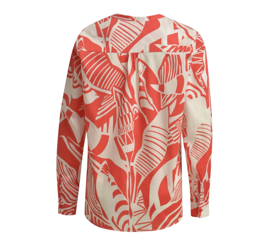 Milano Italy naisten pusero, BLOUSE LS POPPY PRINT Oranssi Kuosi - Image 2
