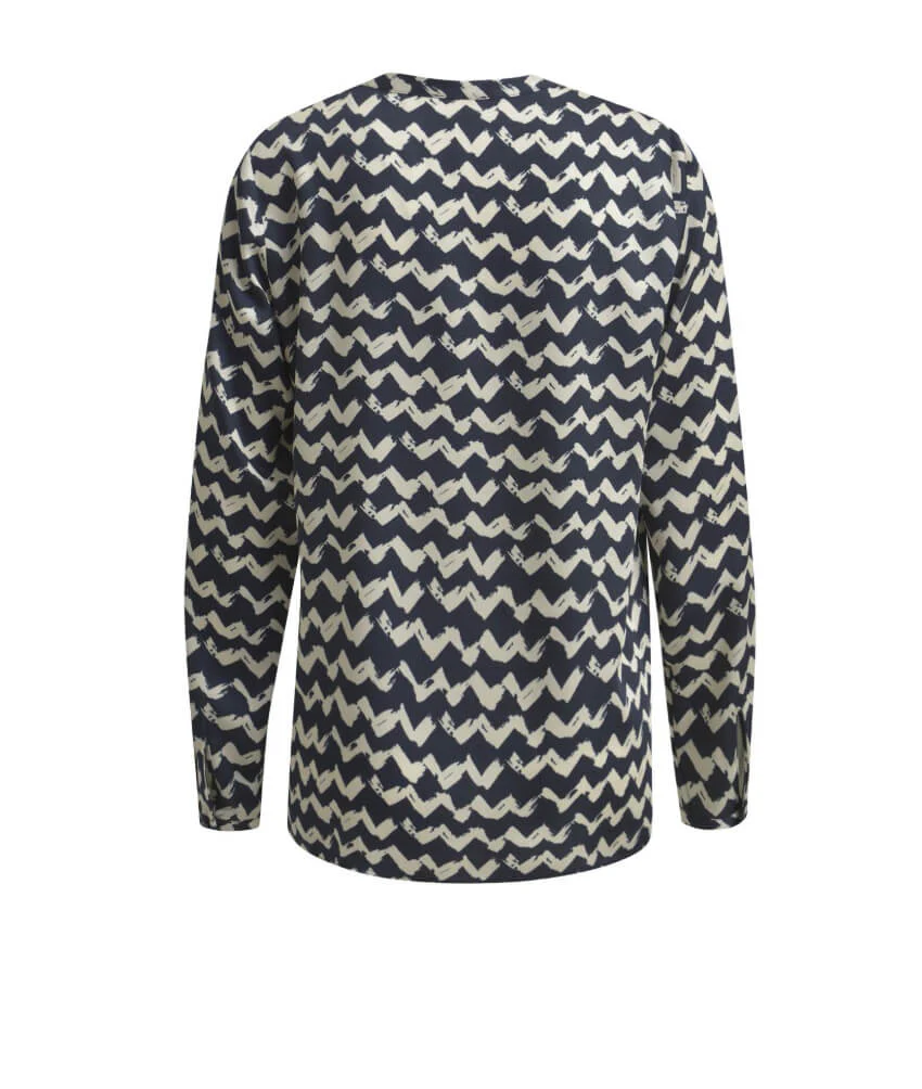 Milano Italy naisten pusero, BLOUSE NAVY PRINT Sininen Kuosi - Image 2
