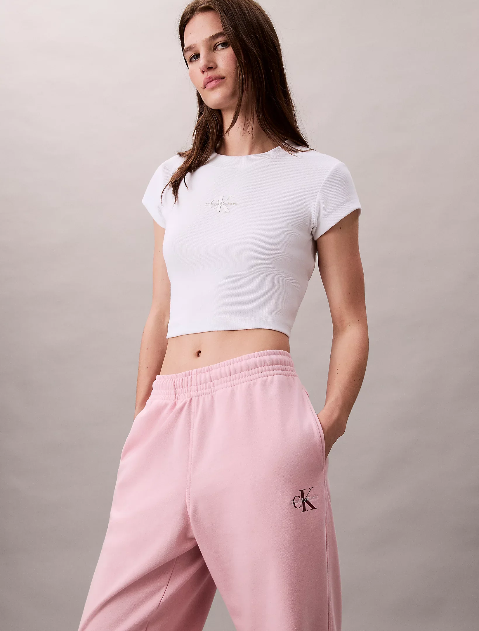 Calvin Klein Jeans naisten collegehousut MONOLOGO FRENCH TERRY JOGGER, vaaleanpunainen - Image 3