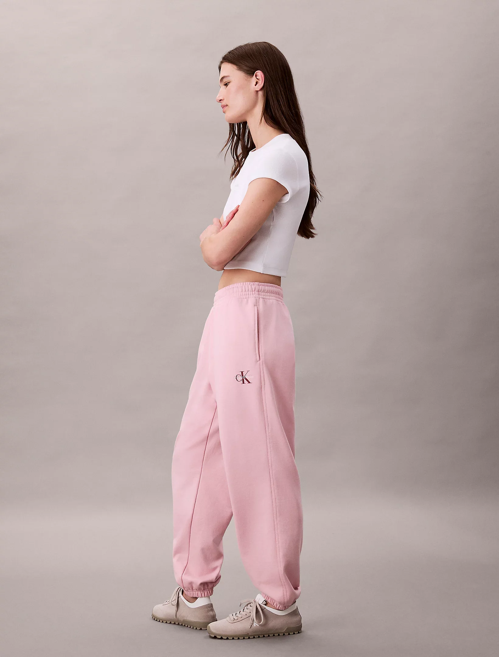 Calvin Klein Jeans naisten collegehousut MONOLOGO FRENCH TERRY JOGGER, vaaleanpunainen - Image 4