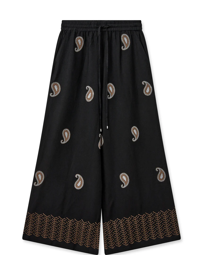 Mos Mosh Naisten Housut, LARI EMBROIDERY PANT Musta Kuosi - Image 2
