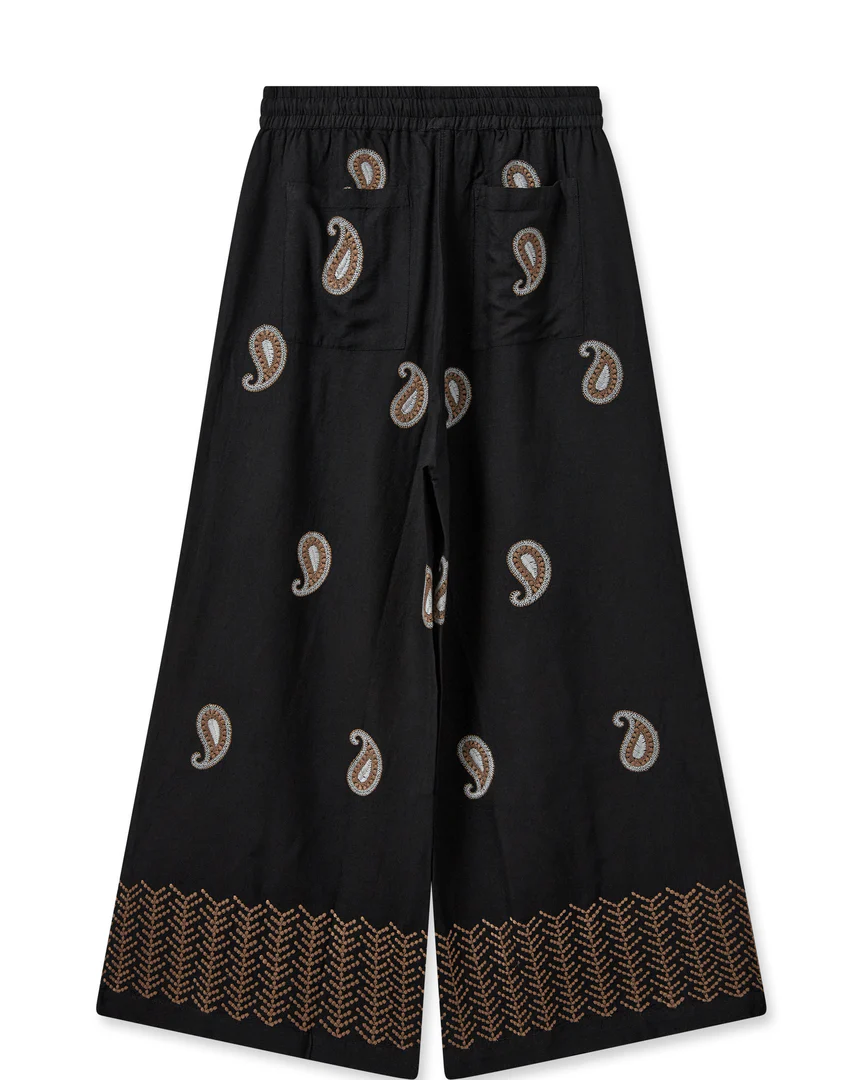 Mos Mosh Naisten Housut, LARI EMBROIDERY PANT Musta Kuosi - Image 3