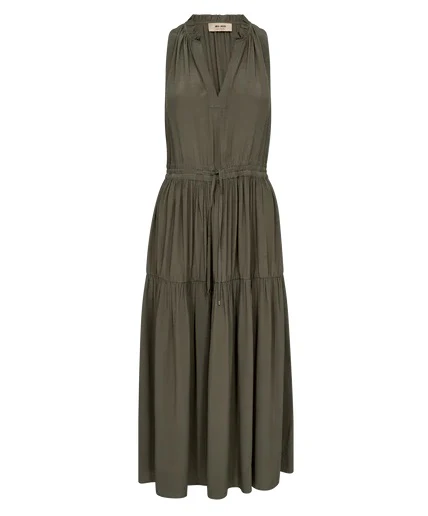 Mos Mosh Naisten Mekko, SABRI SOLIDA DRESS Khaki - Image 2