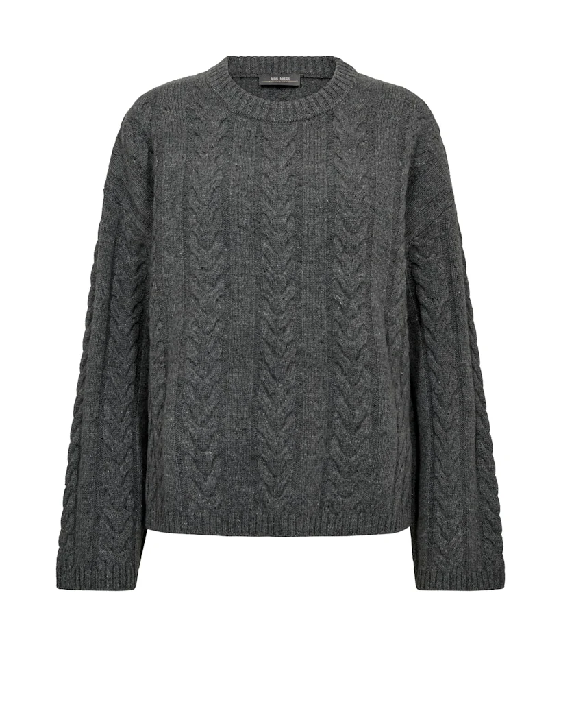 Mos Mosh naisten neulepusero, MMBRYNDIS CREWNECK KNIT Grafiitti