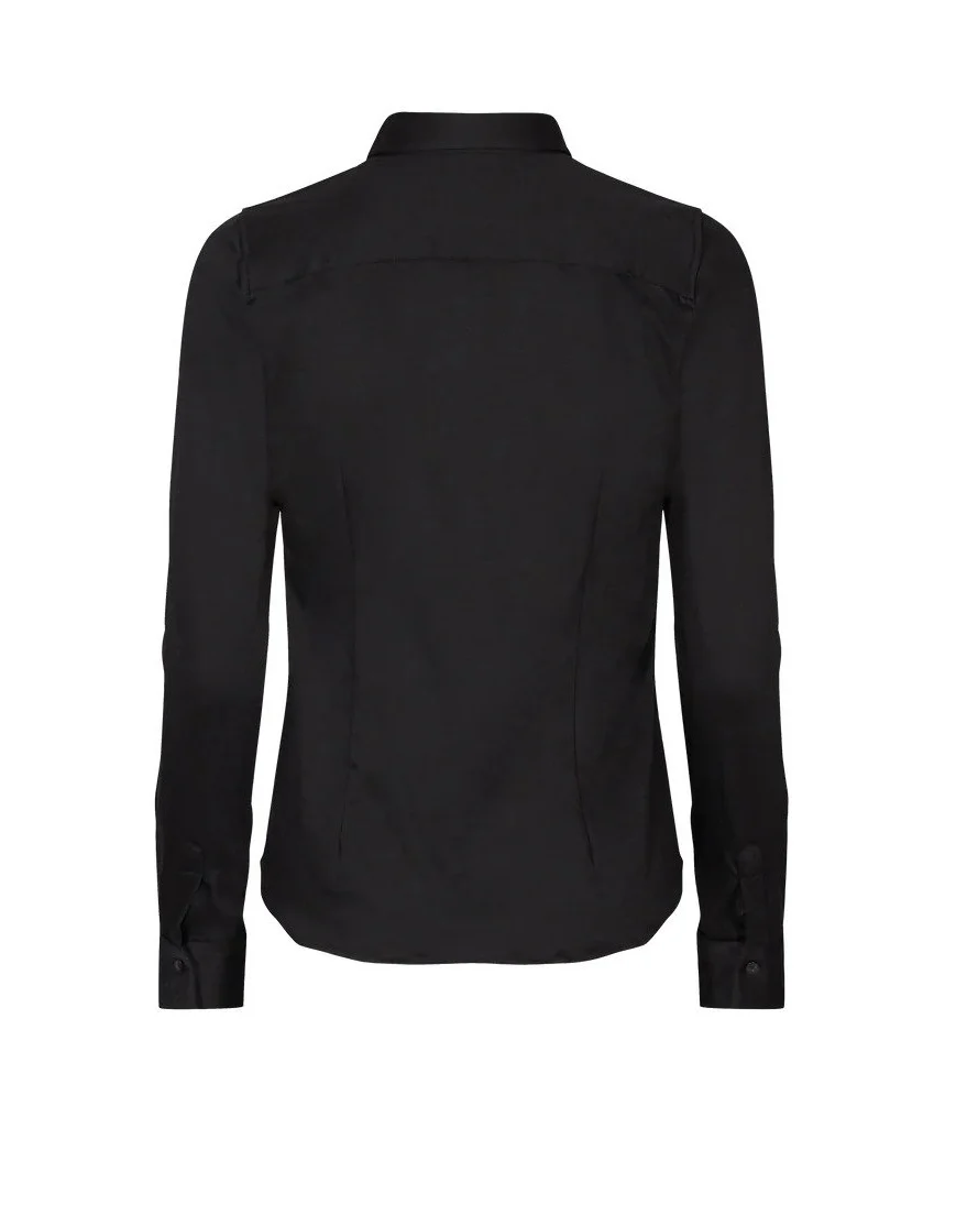 Mos Mosh Naisten Pitkähihainen Kauluspaita TINA JERSEY SHIRT Musta - Image 3
