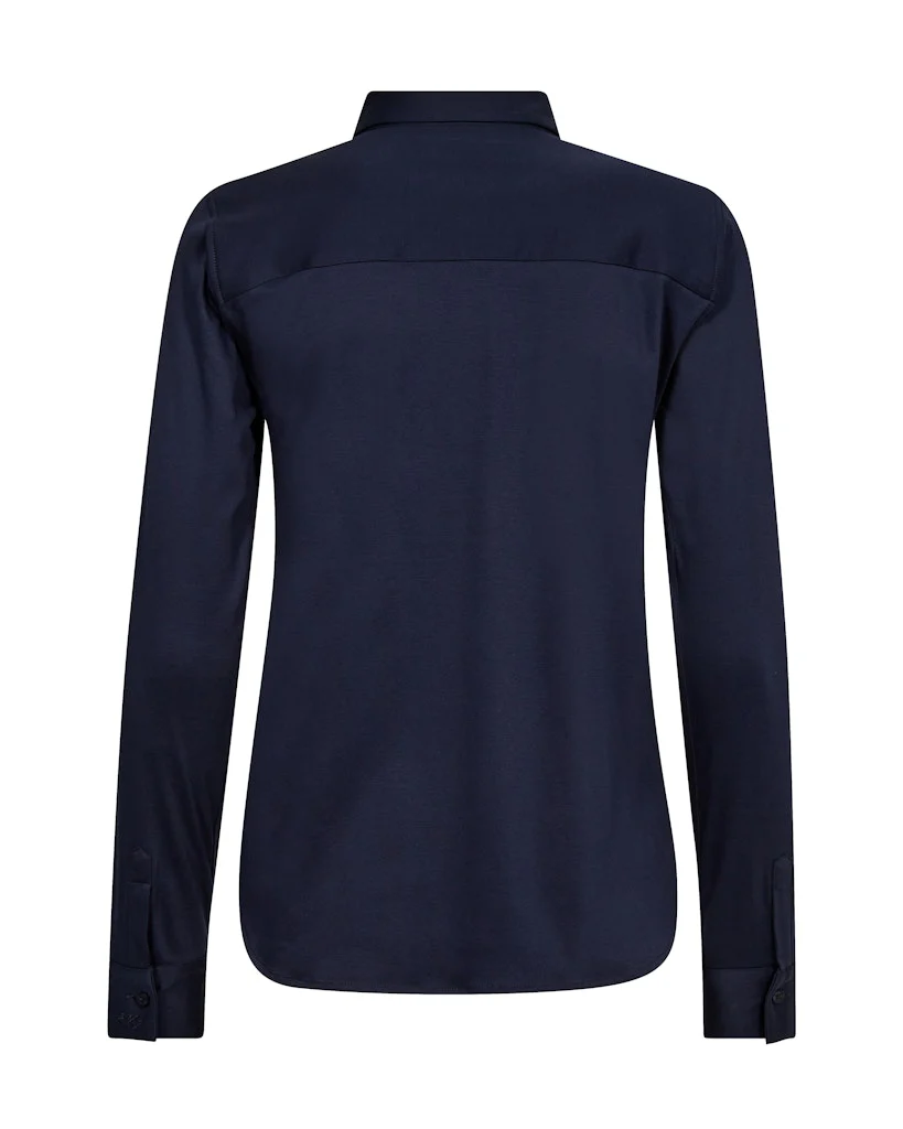 Mos Mosh Naisten Pitkähihainen Kauluspaita TINA JERSEY SHIRT Tummansininen - Image 2
