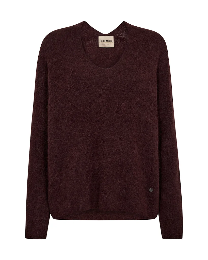 Mos Mosh neule, THORA V-NECK KNIT Viininpunainen