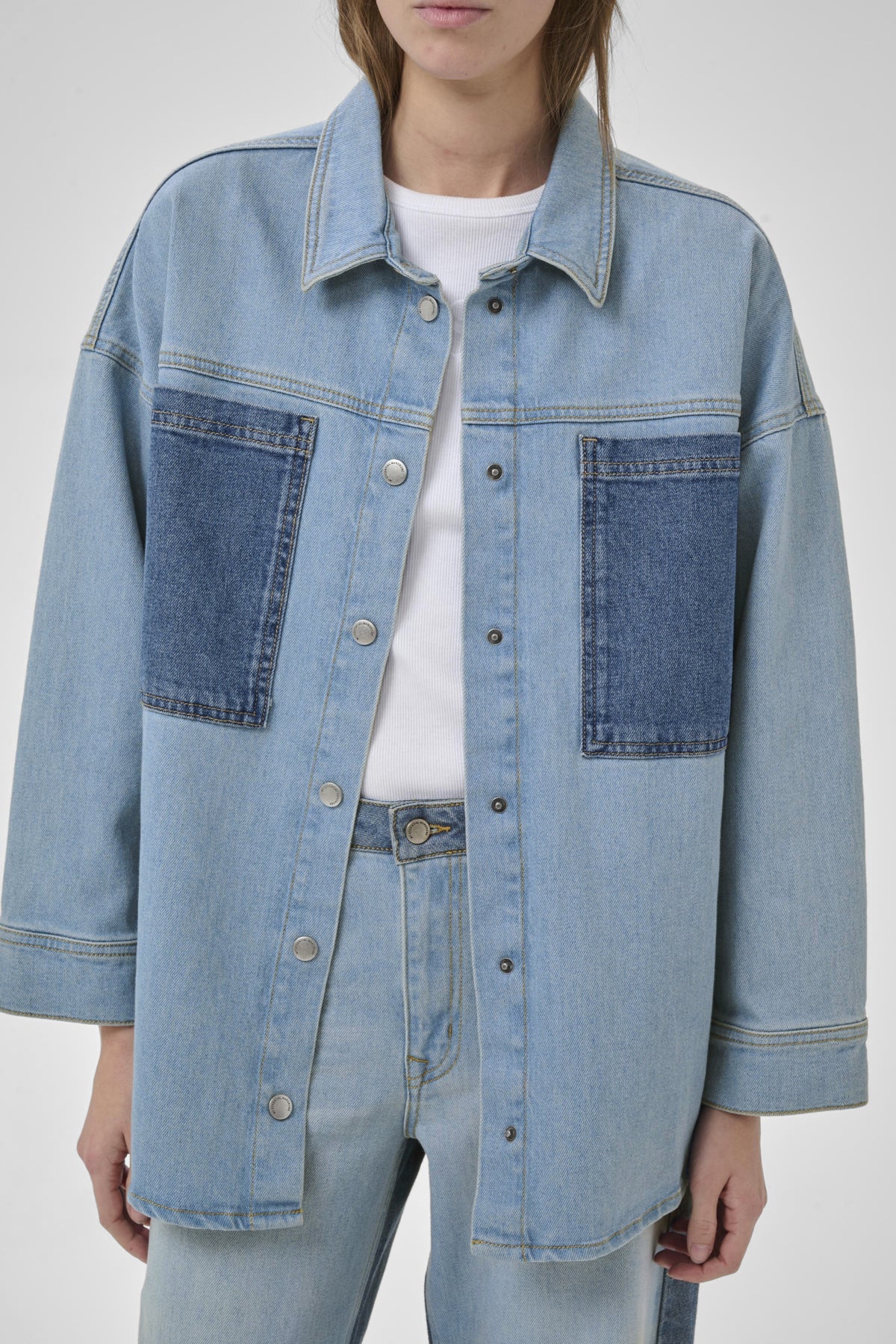 My Essential Wardrobe naisten paitatakki MWMazie 139 Boxy Mix Shirt, sininen - Image 5