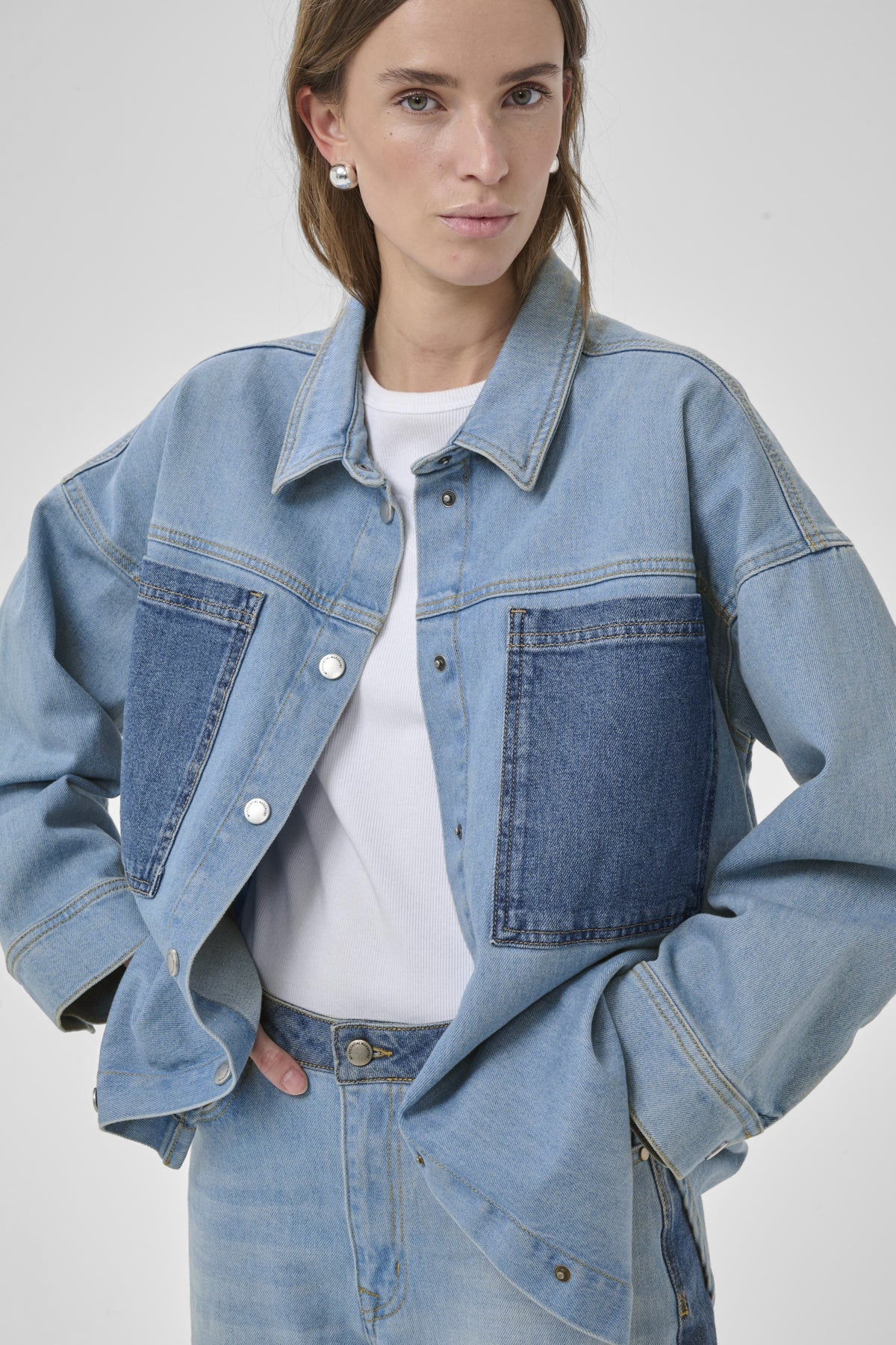 My Essential Wardrobe naisten paitatakki MWMazie 139 Boxy Mix Shirt, sininen - Image 6