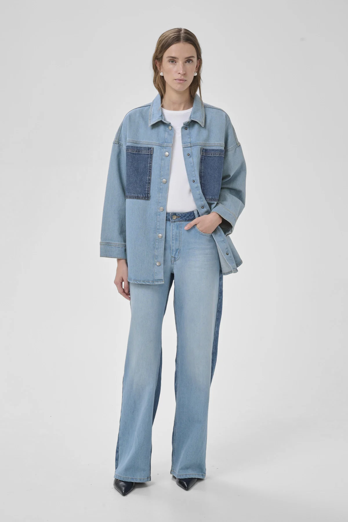 My Essential Wardrobe naisten paitatakki MWMazie 139 Boxy Mix Shirt, sininen - Image 7