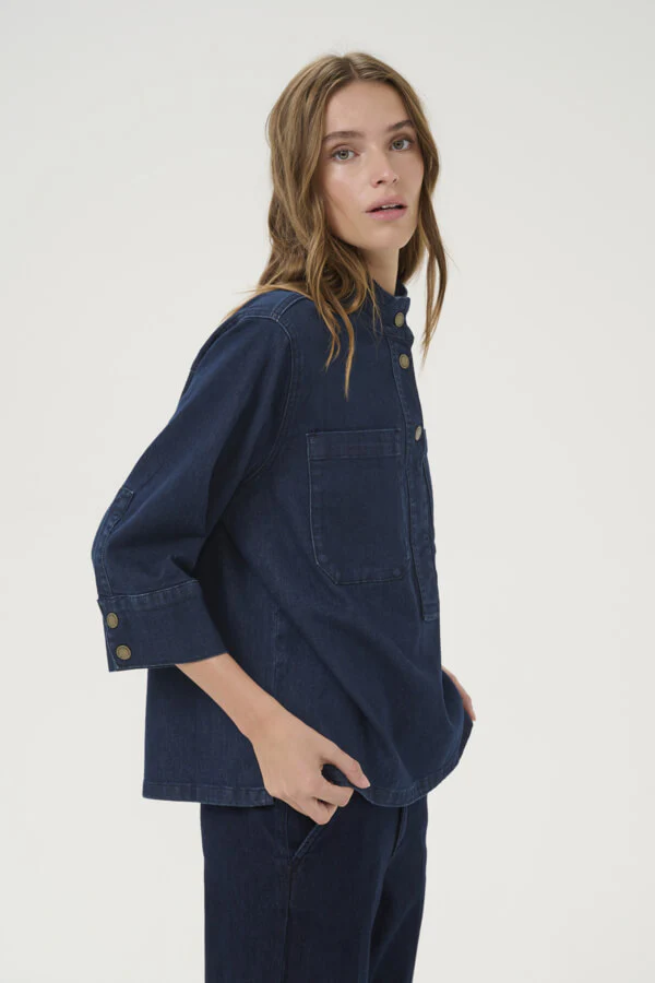 MY ESSENTIAL WARDROBE naisten farkkupaita, LaraMW 115 Boxy Blouse Tummansininen - Image 2
