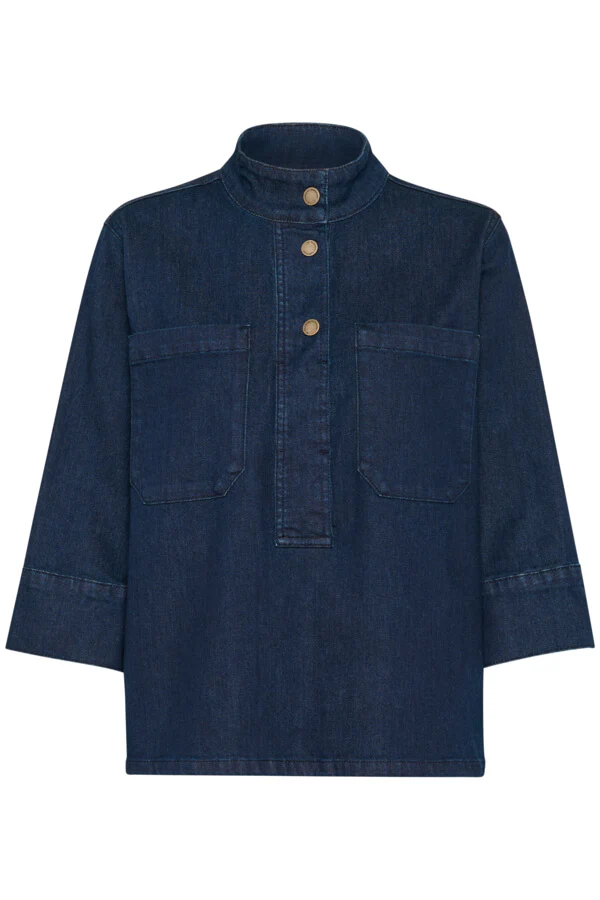 MY ESSENTIAL WARDROBE naisten farkkupaita, LaraMW 115 Boxy Blouse Tummansininen - Image 3