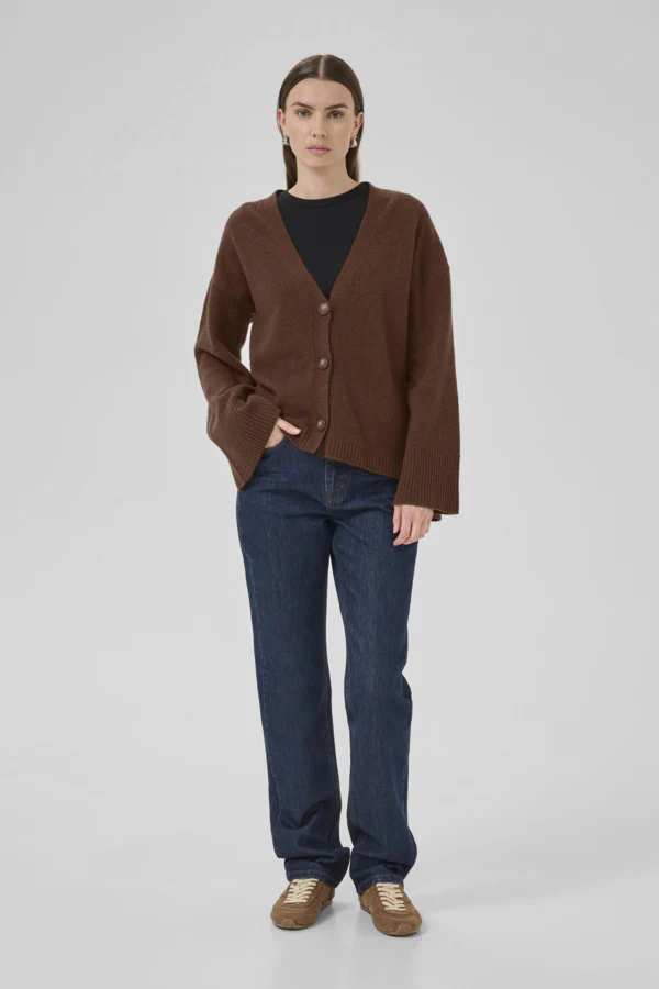 MY ESSENTIAL WARDROBE naisten neuletakki, HuxiMW Knit Cardigan Tummanruskea