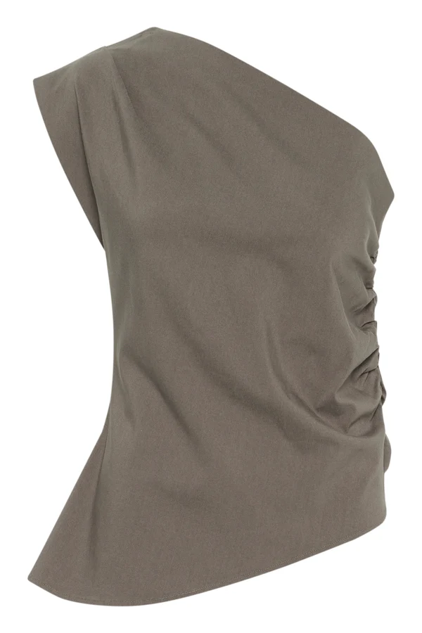 MY ESSENTIAL WARDROBE naisten toppi, SoraMW Off Shoulder Top Harmaanruskea - Image 3
