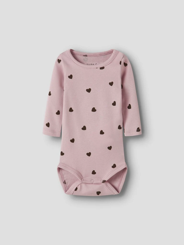 Name It lasten body, NBFKHEART LS BODY Vaaleanpunainen Kuos
